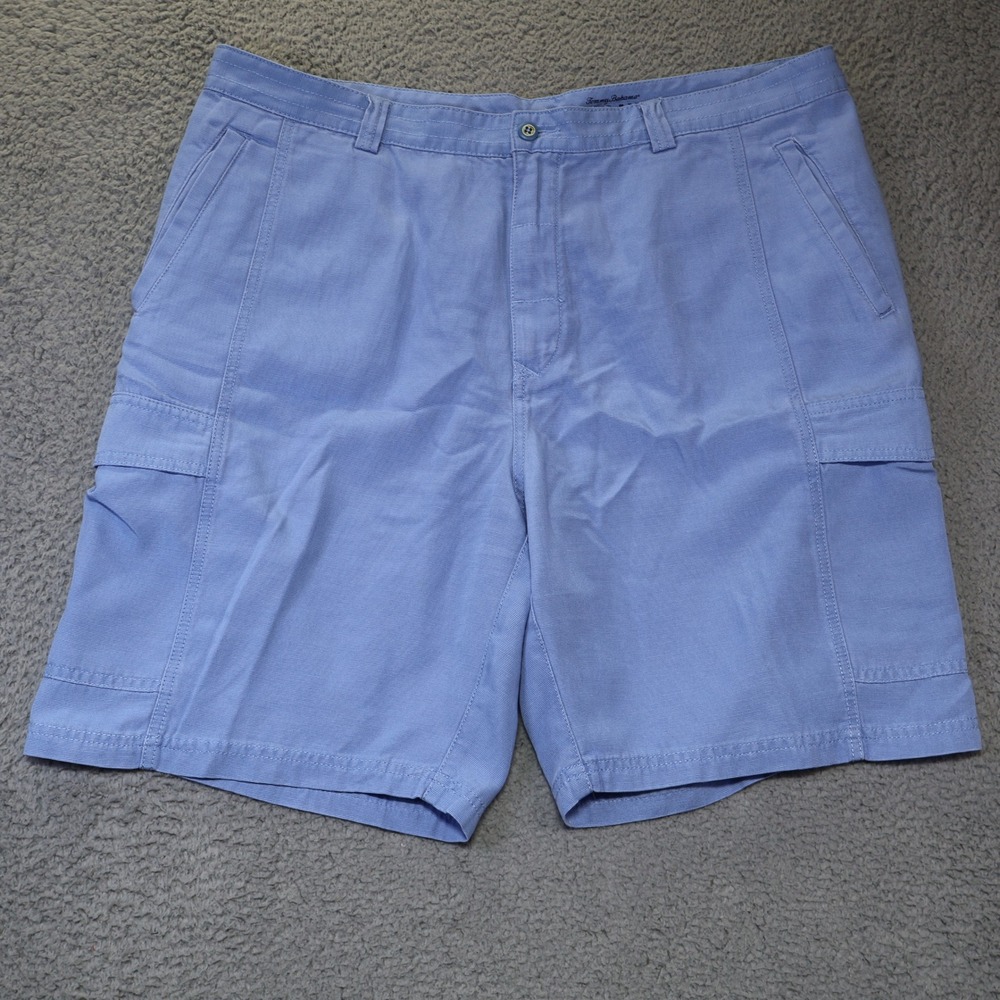Tommy Bahama Relax Mens 40 Blue Tencel Cotton Cargo Shorts Tropical Hula Lining